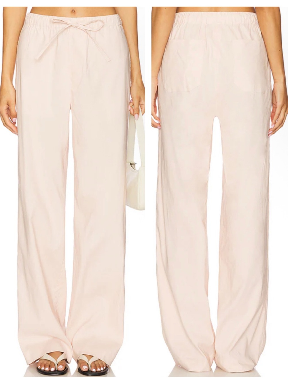 Rag & Bone Logan Linen Beach Pants Rose XXS Wide Leg Pull On Drawstring NWT $298